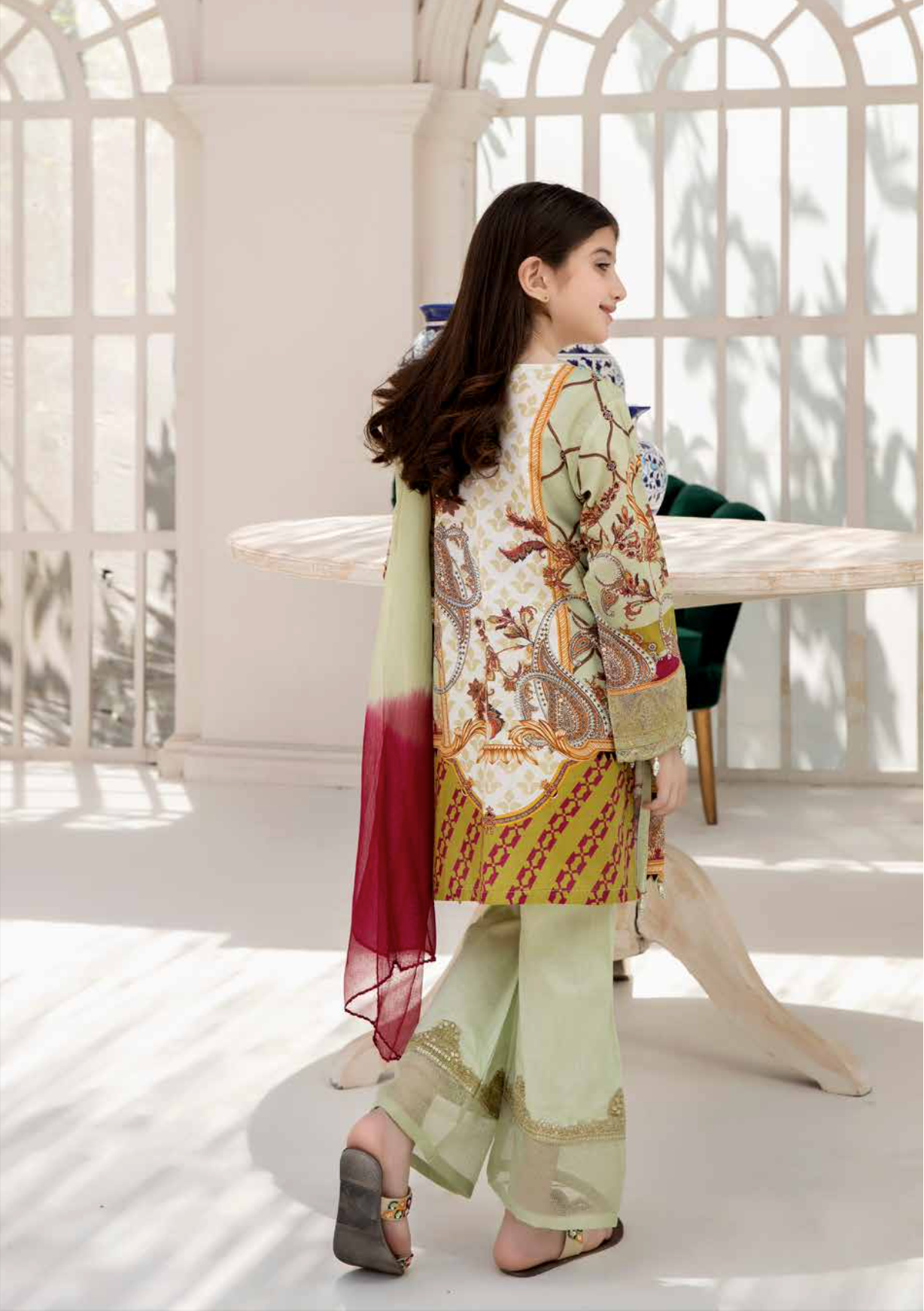 Green Ally's Festive Lawn Girls Suit