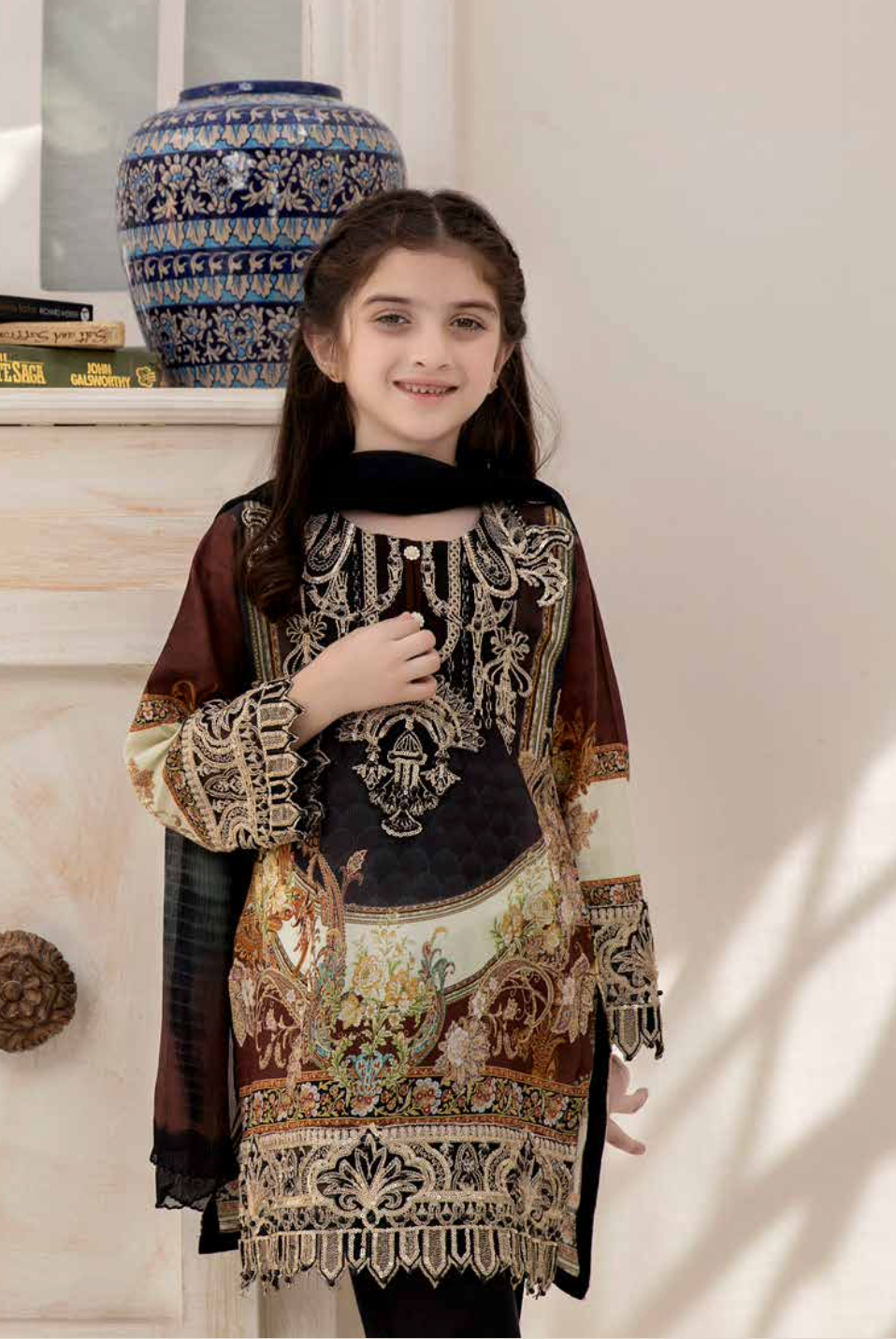 Black Ally's Festive Lawn Girls Suit