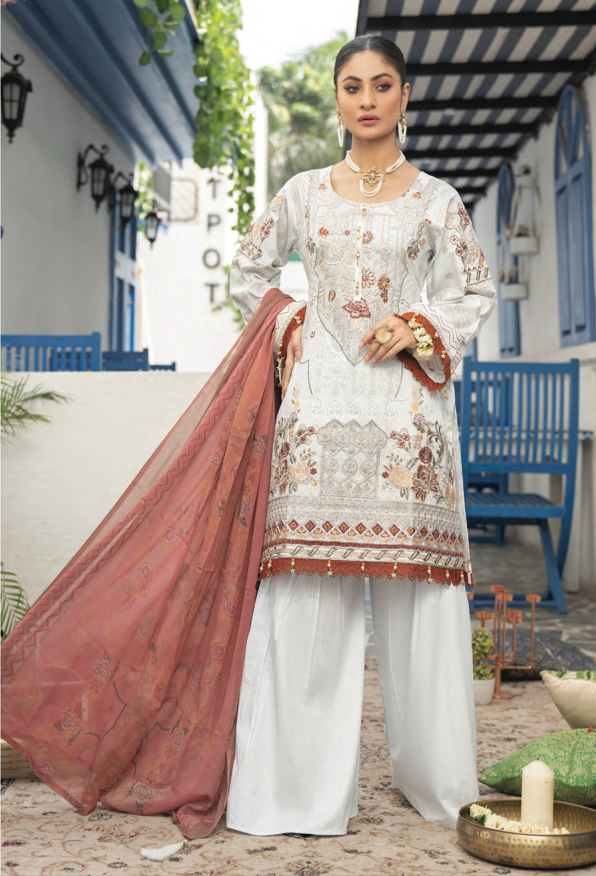 Off White Munira Designer Lawn Ladies Suit
