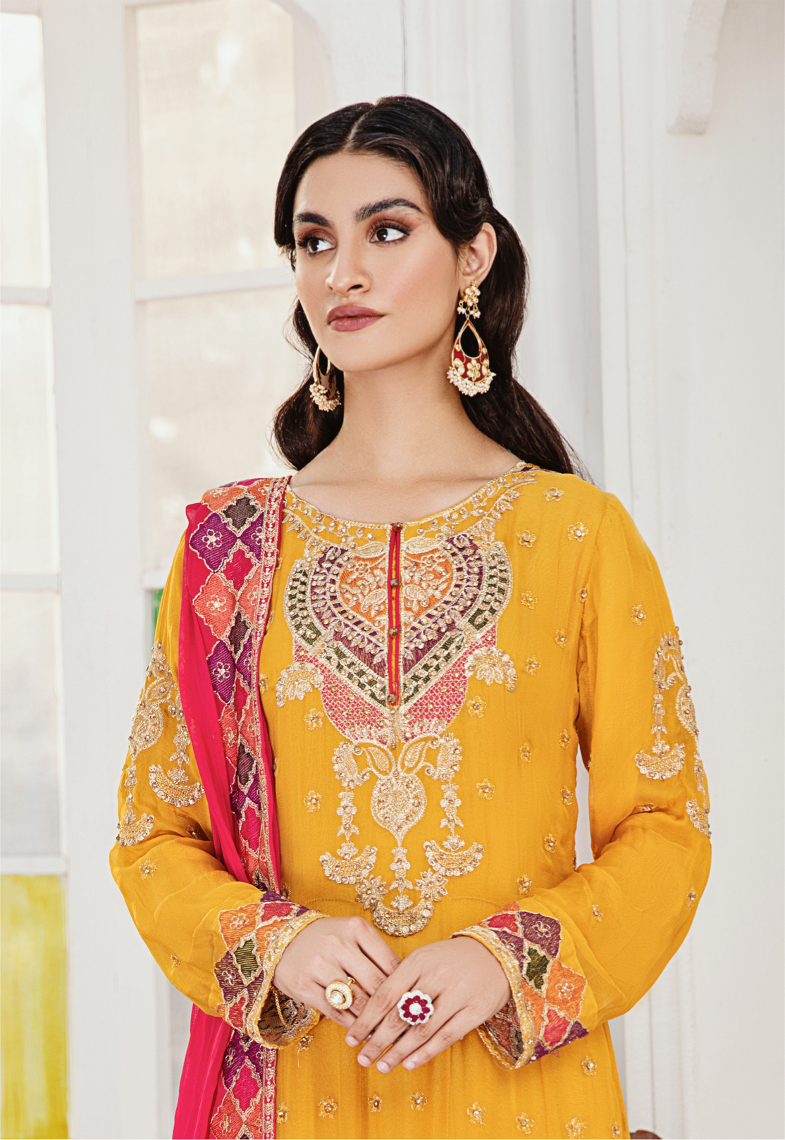 Mustard Yellow IVANA Luxury Chiffon Ladies Suit