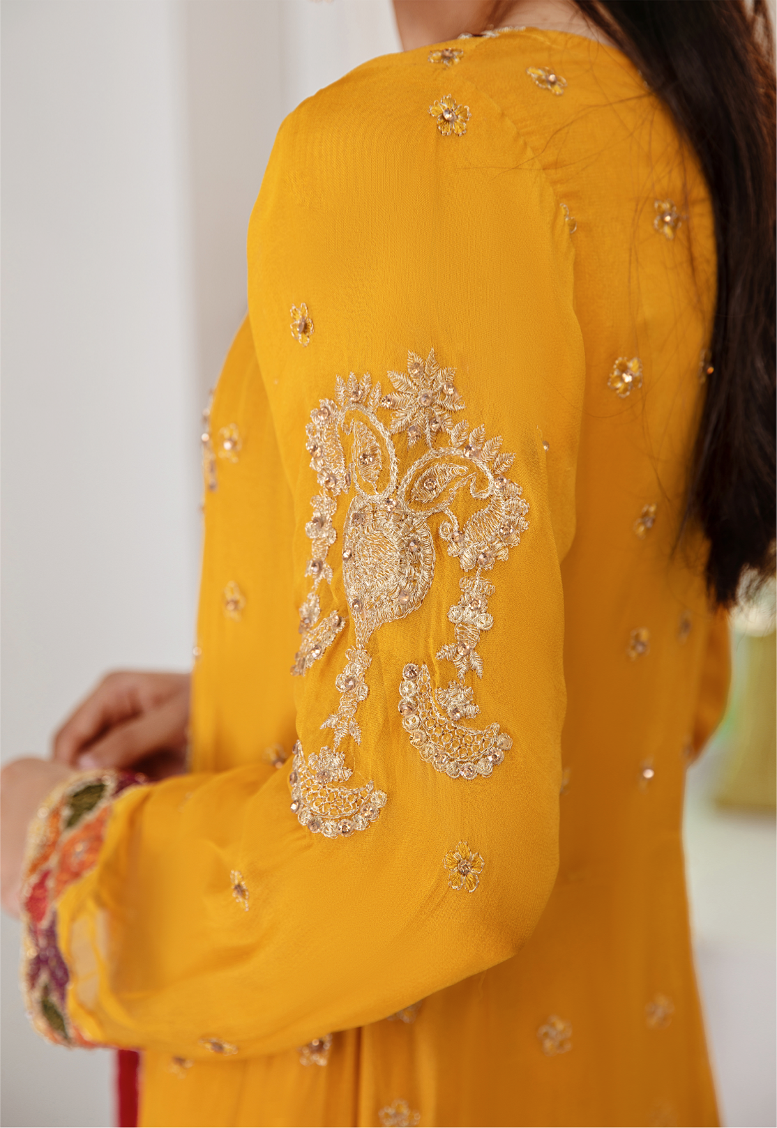 Mustard Yellow IVANA Luxury Chiffon Ladies Suit