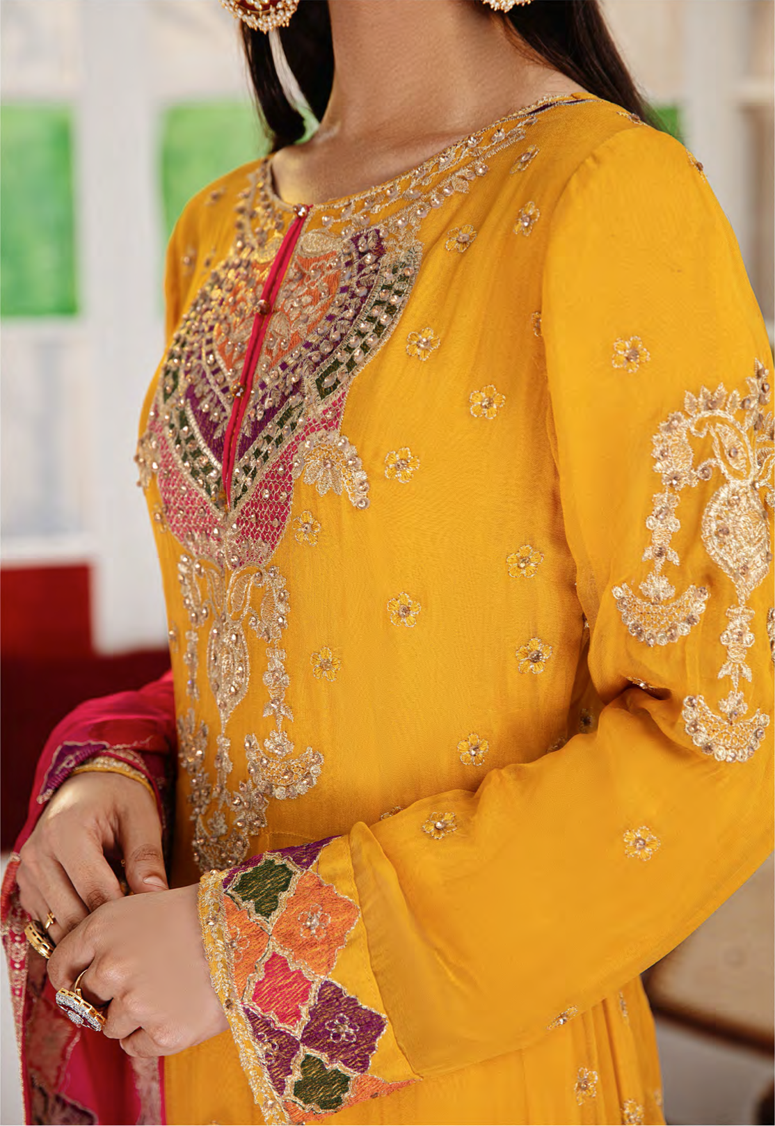 Mustard Yellow IVANA Luxury Chiffon Ladies Suit