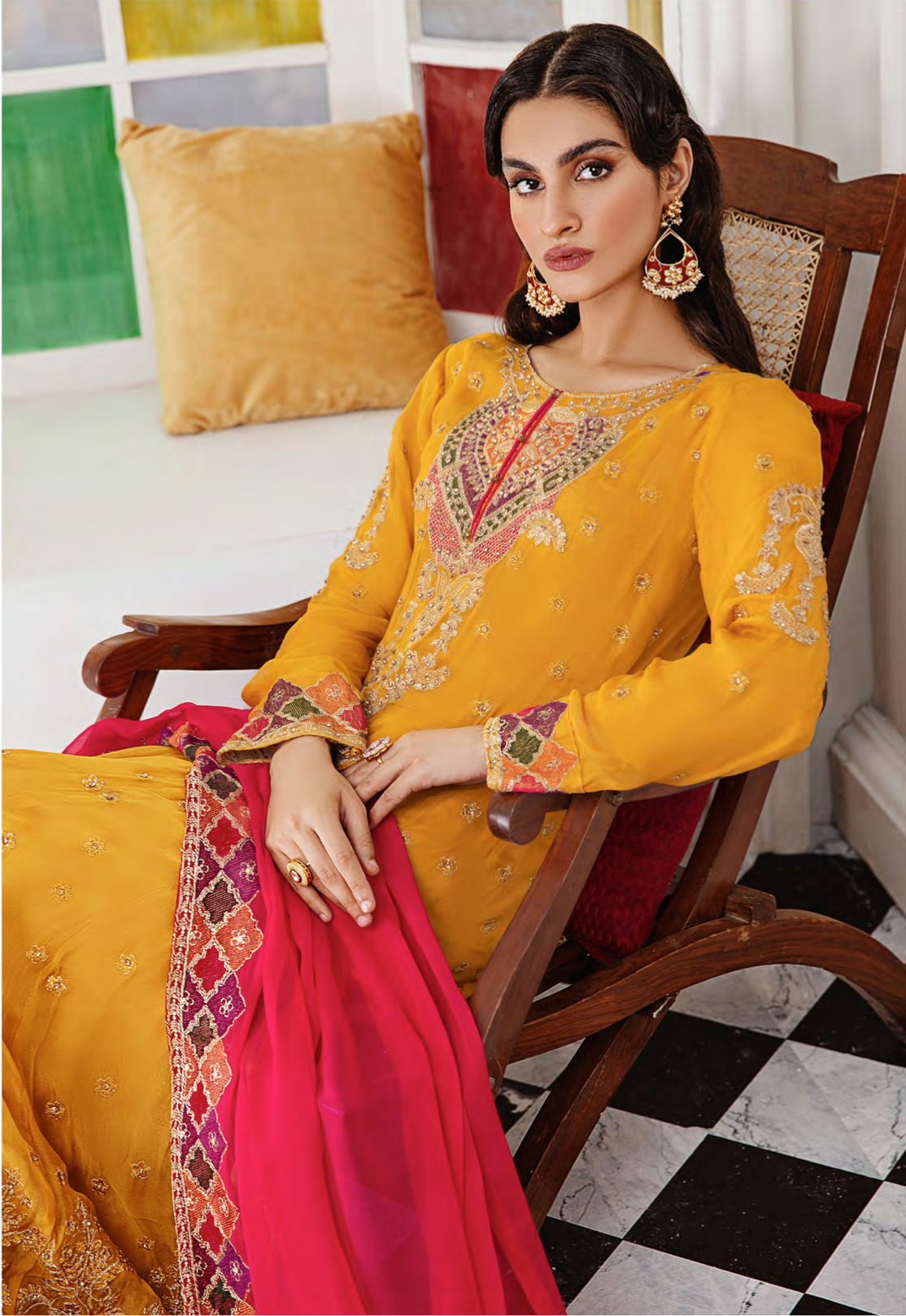 Mustard Yellow IVANA Luxury Chiffon Ladies Suit