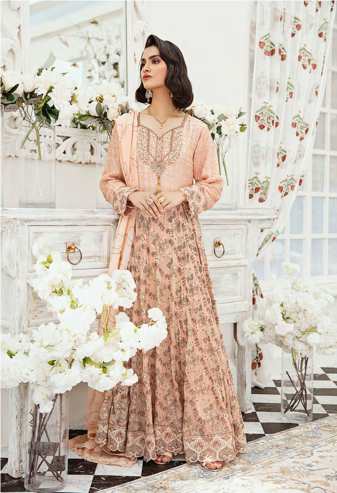 Dusty Pink IVANA Luxury Chiffon Ladies Suit