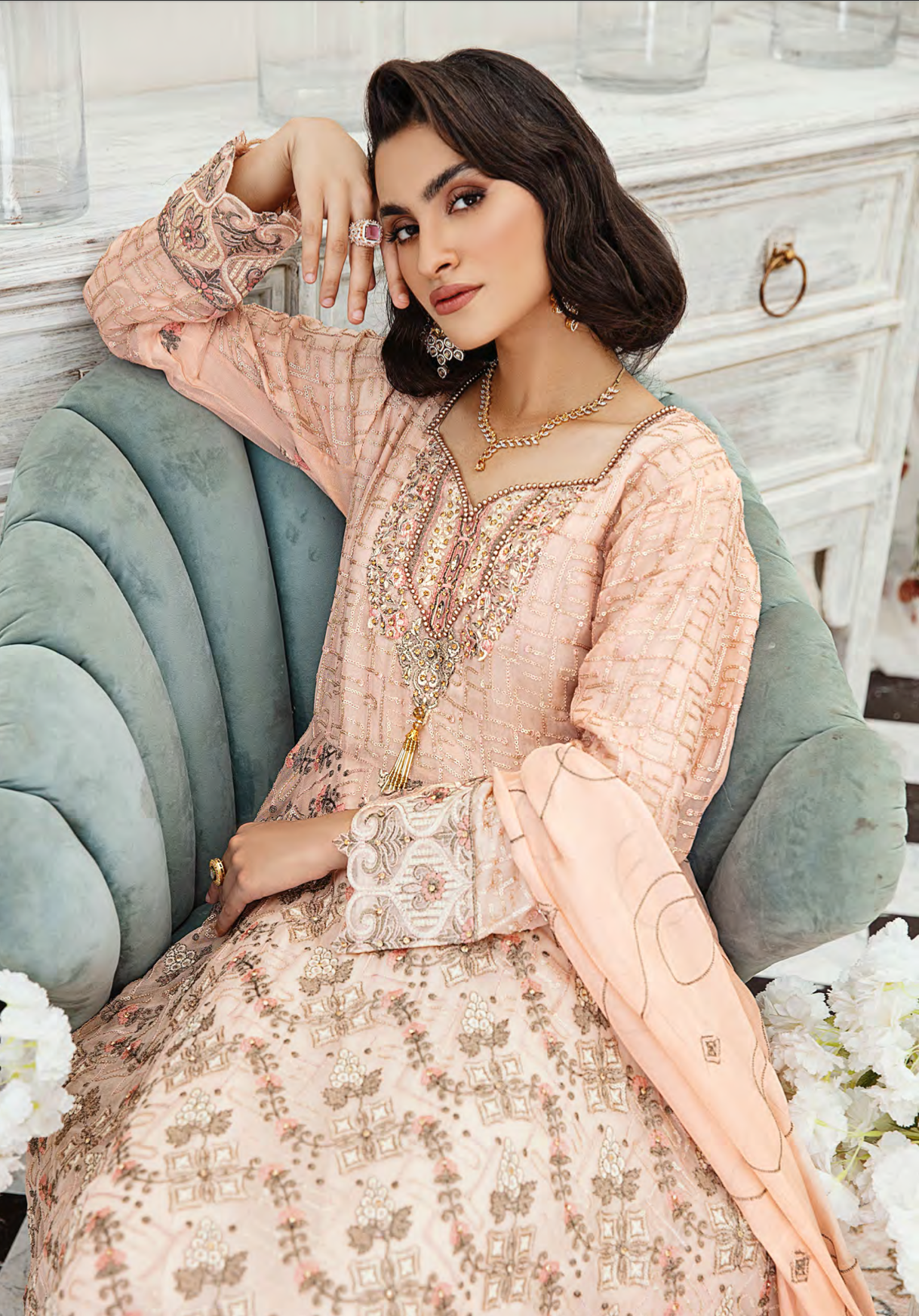 Dusty Pink IVANA Luxury Chiffon Ladies Suit