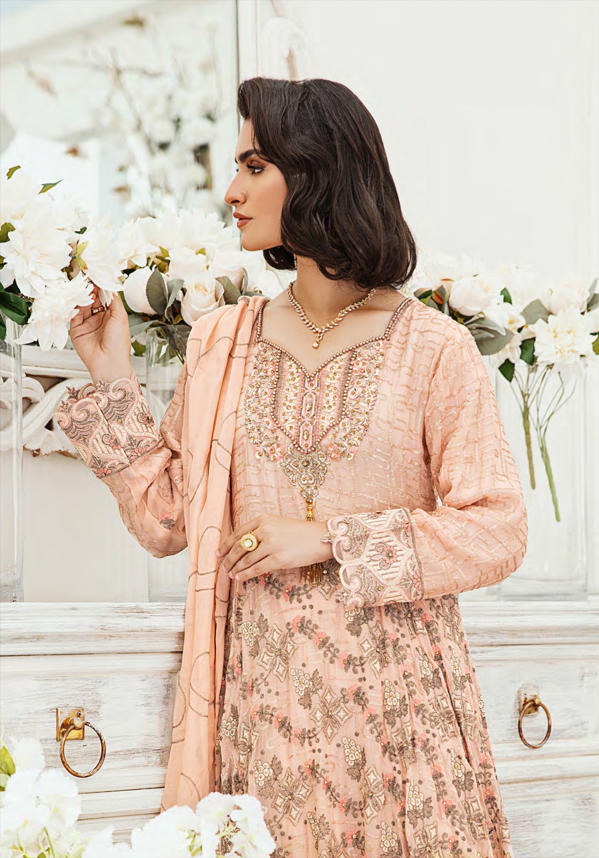 Dusty Pink IVANA Luxury Chiffon Ladies Suit