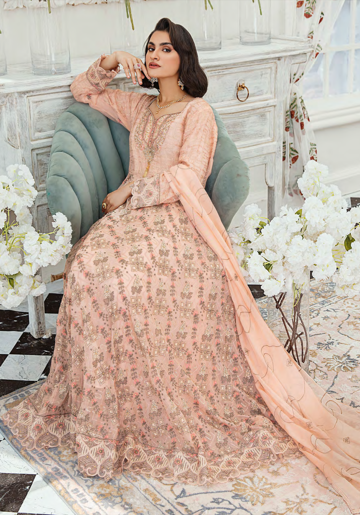 Dusty Pink IVANA Luxury Chiffon Ladies Suit