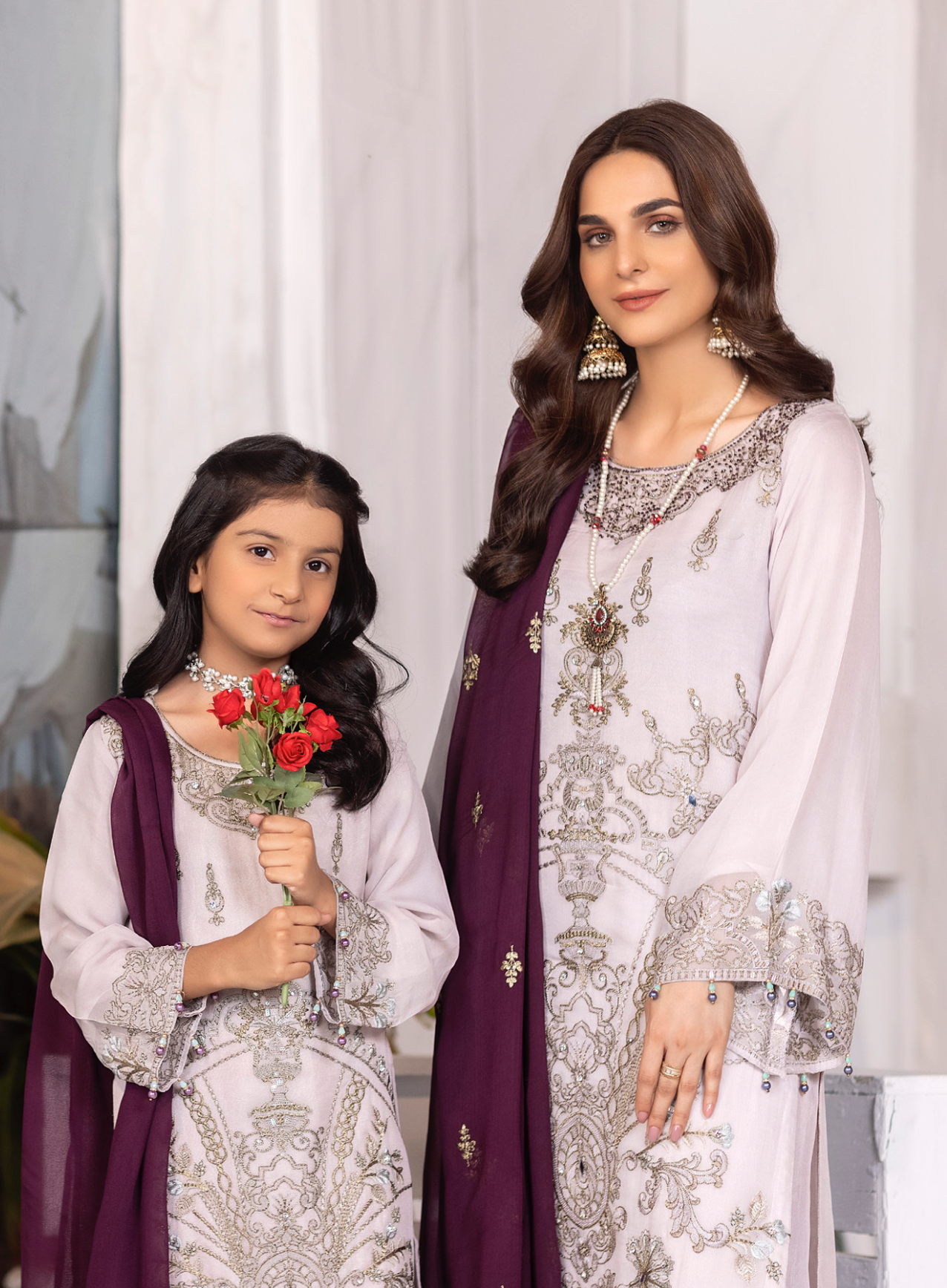 Light Lilac 'Cosmic Sky' Chiffon Girls Suit