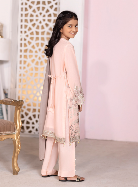 Pink 'Pale Blush' Chiffon Girls Suit