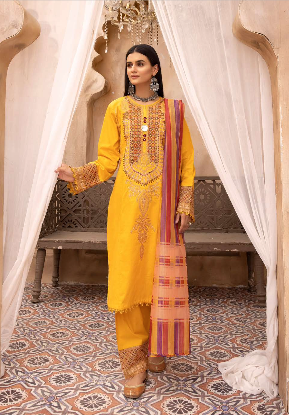 Mustard Yellow Ziva Lawn Ladies Suit