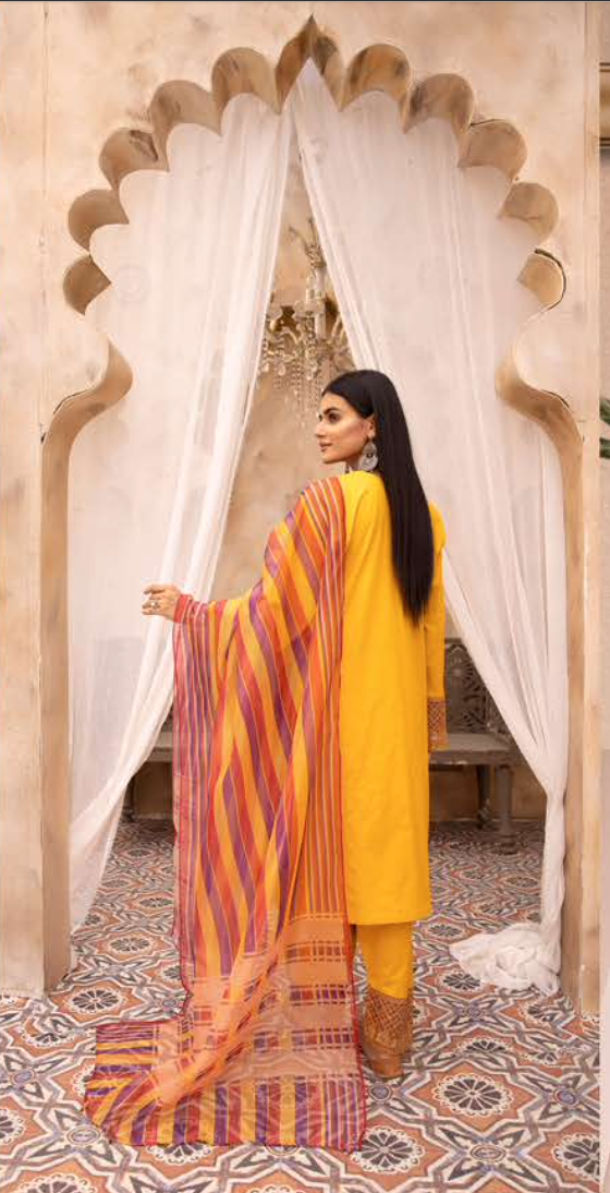 Mustard Yellow Ziva Lawn Ladies Suit