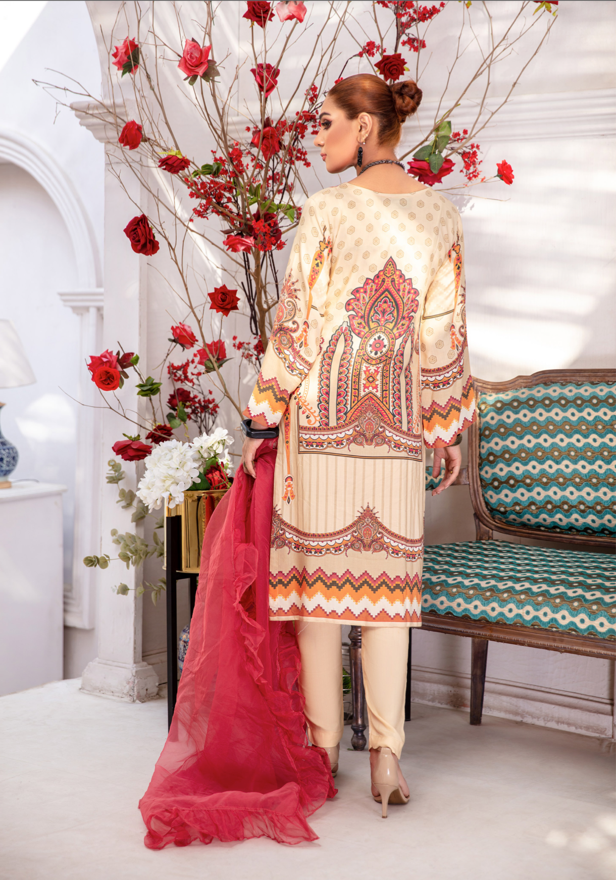 Beige Garnet Linen Ladies Suit