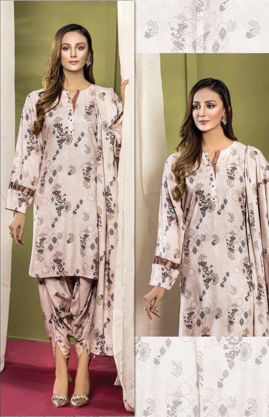 Light Dusty Pink Pari Twill Ladies Suit