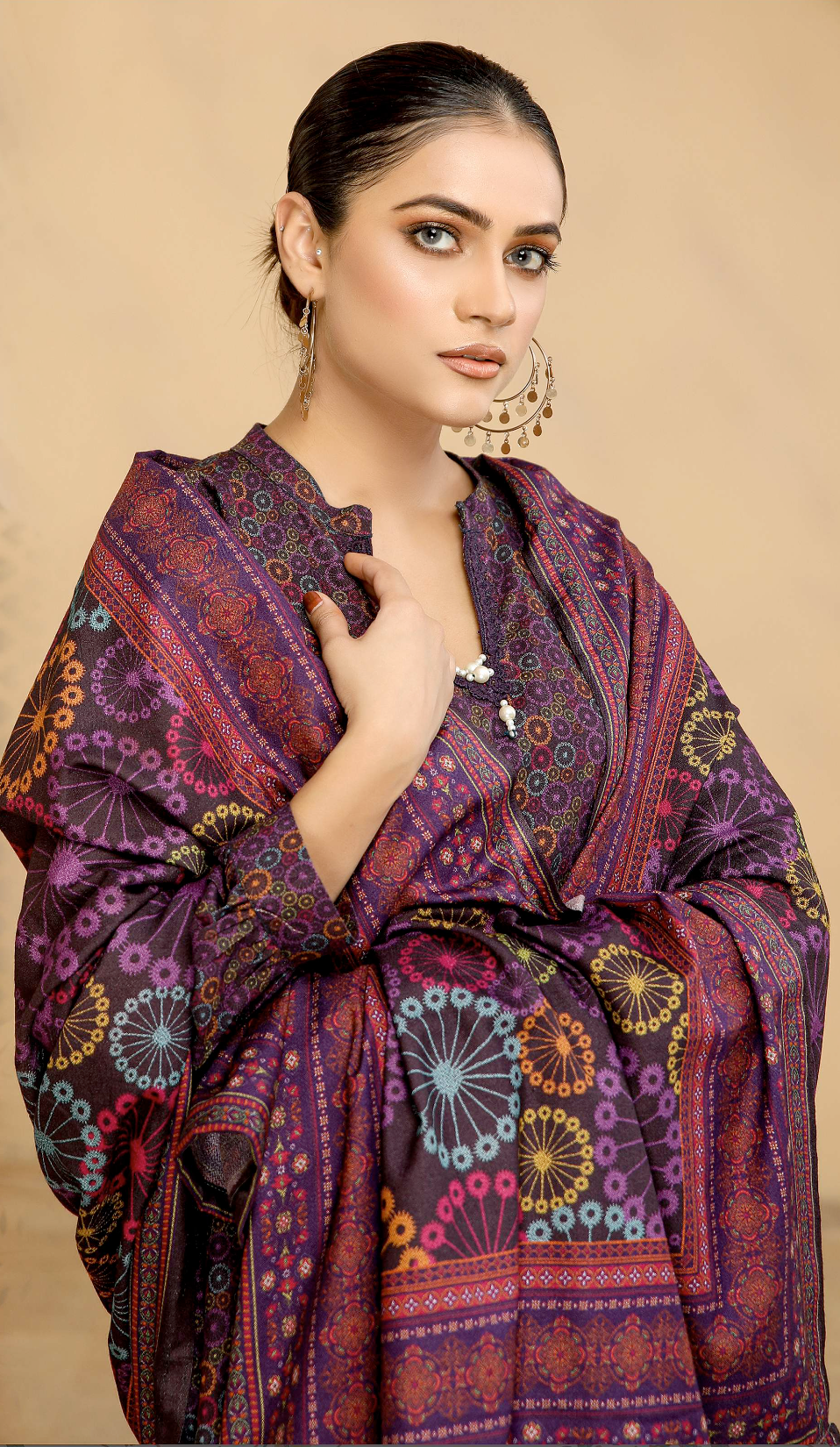 Purple Mahru Dhanak Ladies Suit
