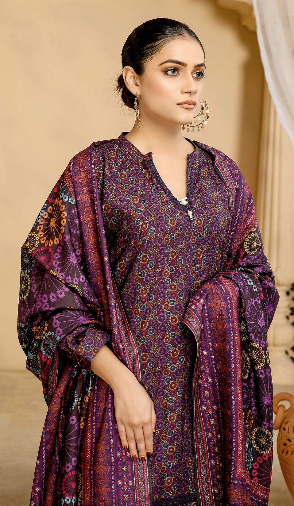 Purple Mahru Dhanak Ladies Suit