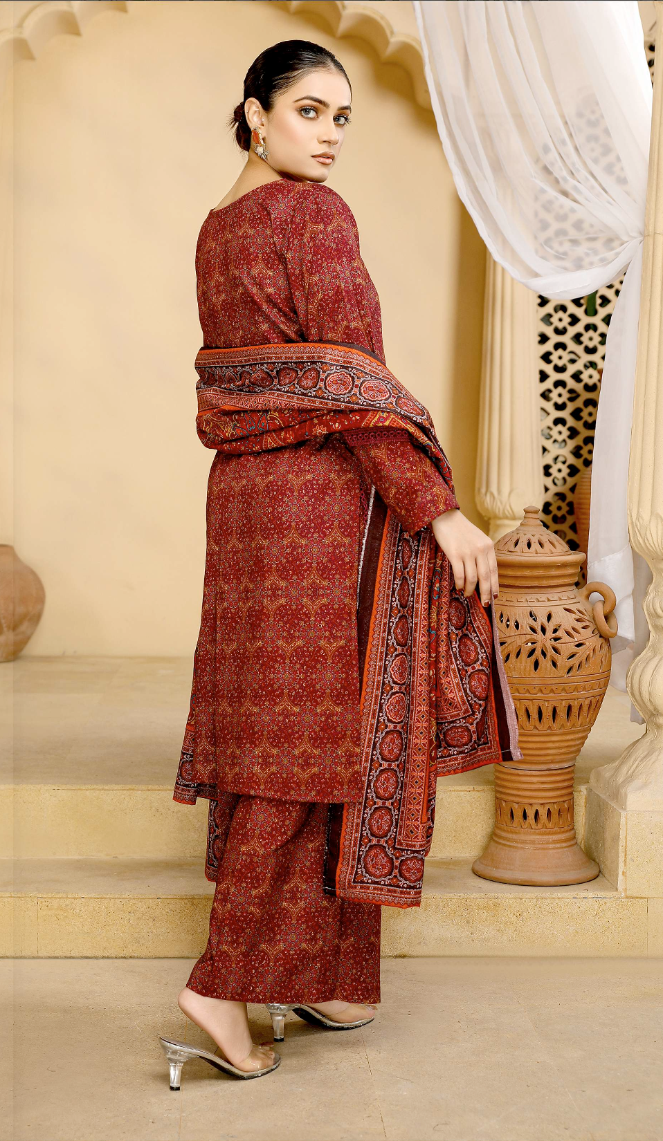 Maroon Mahru Dhanak Ladies Suit
