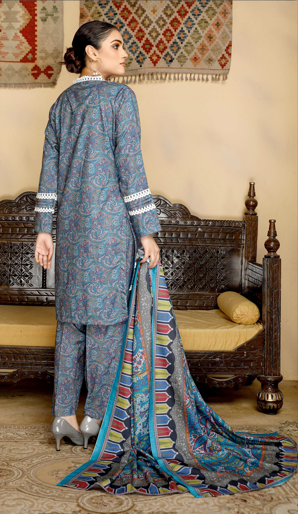 Blue Mahru Dhanak Ladies Suit