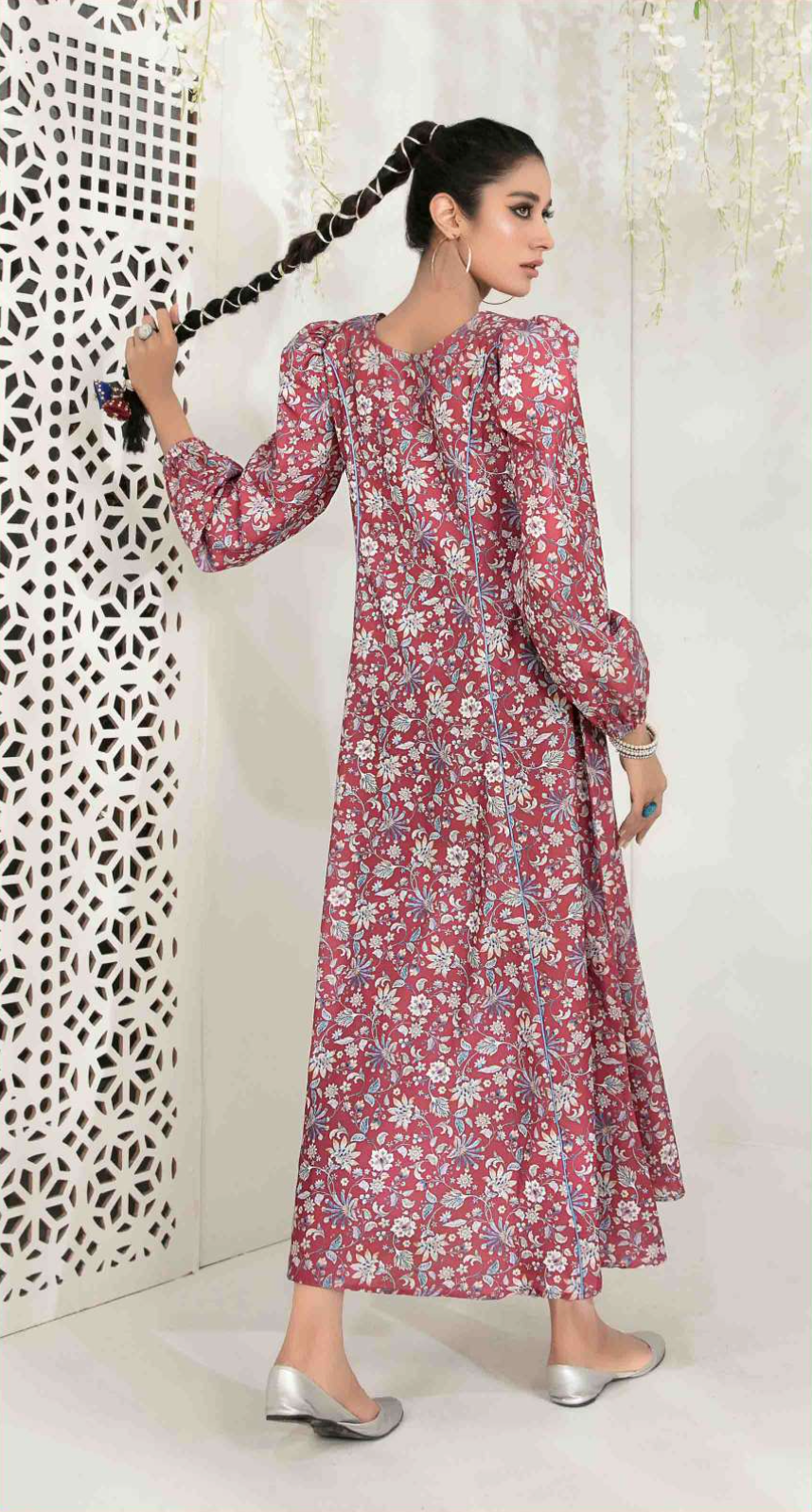 Maroon Zohreh by Tawakkal Linen Ladies Maxi