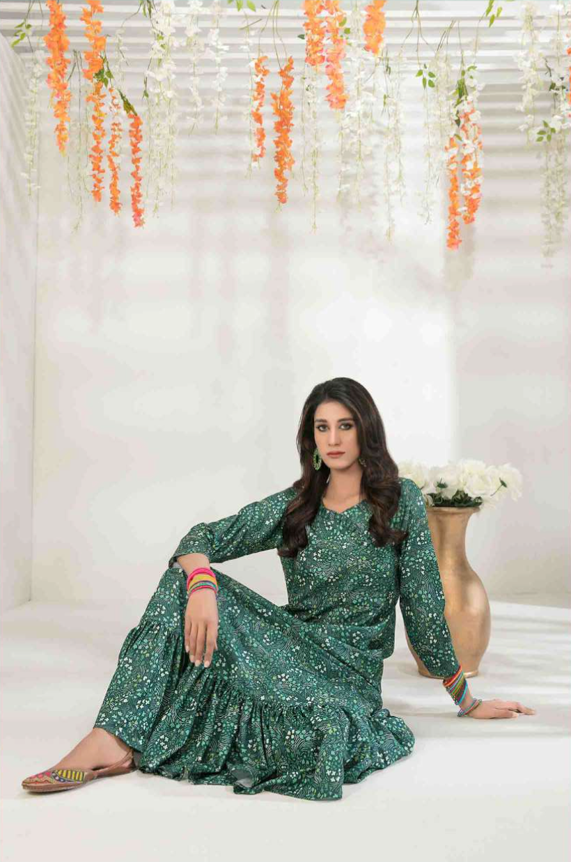 Green Zohreh by Tawakkal Linen Ladies Maxi