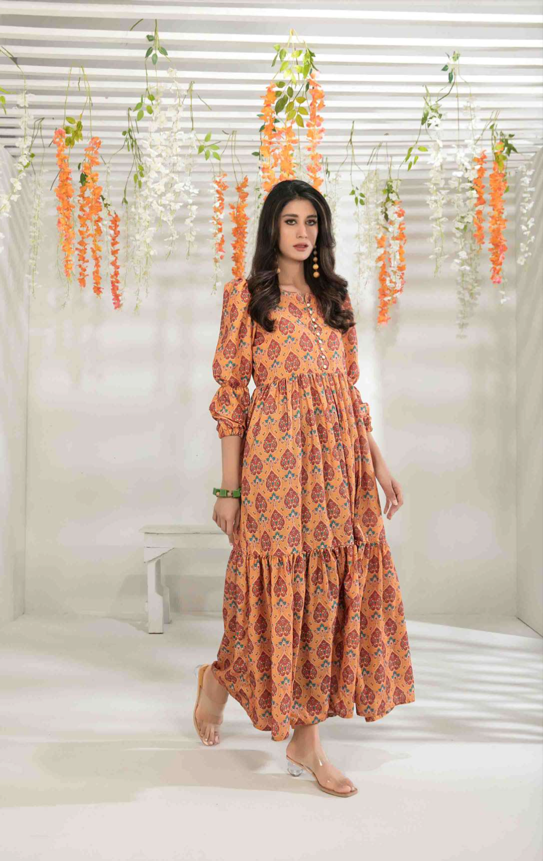Orange Zohreh by Tawakkal Linen Ladies Maxi