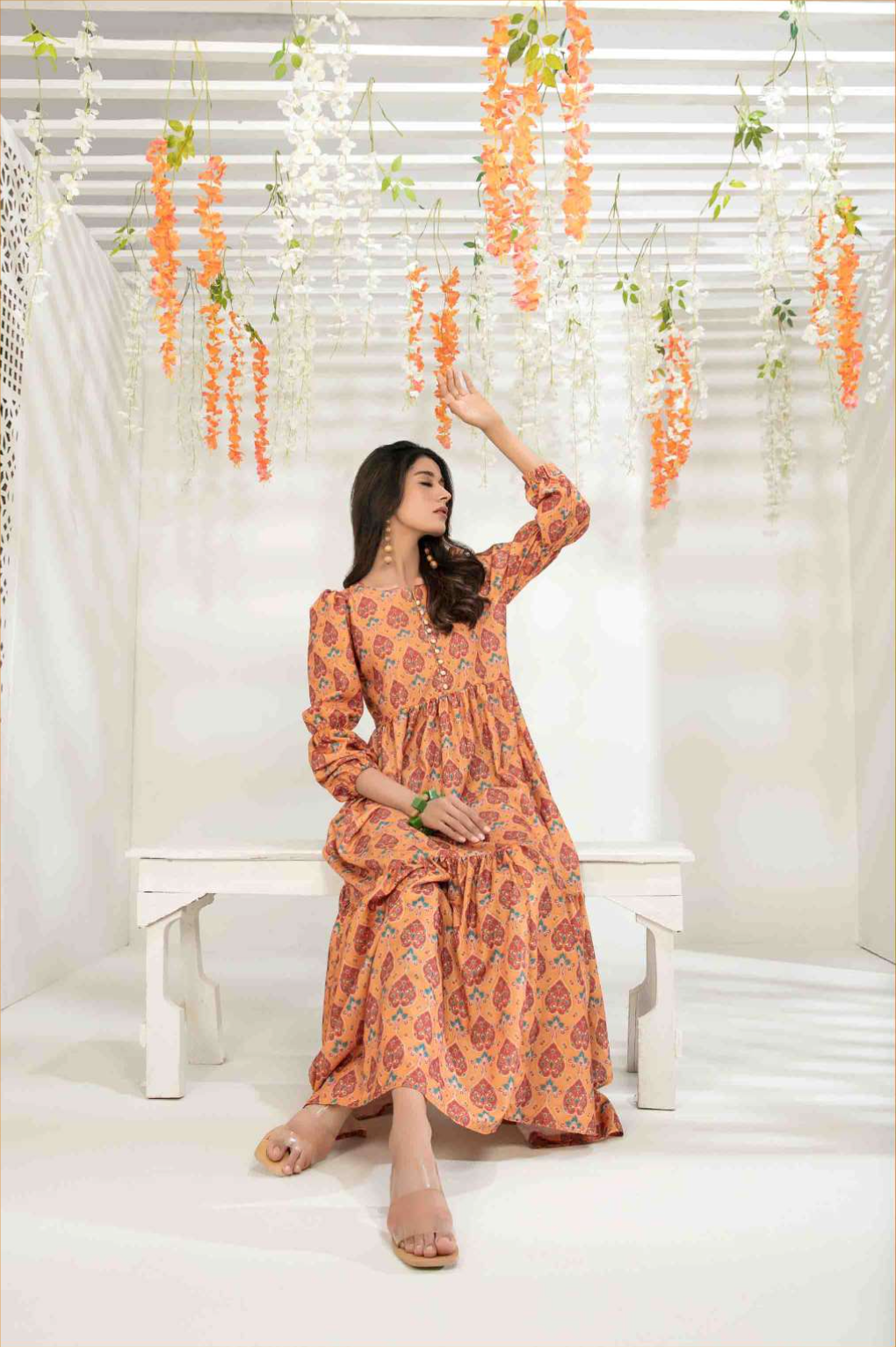 Orange Zohreh by Tawakkal Linen Ladies Maxi