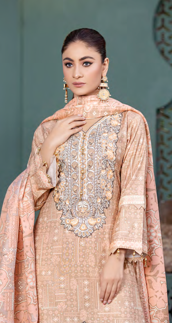 Light Brown and Peach Munira Designer Dhanak Ladies Suit