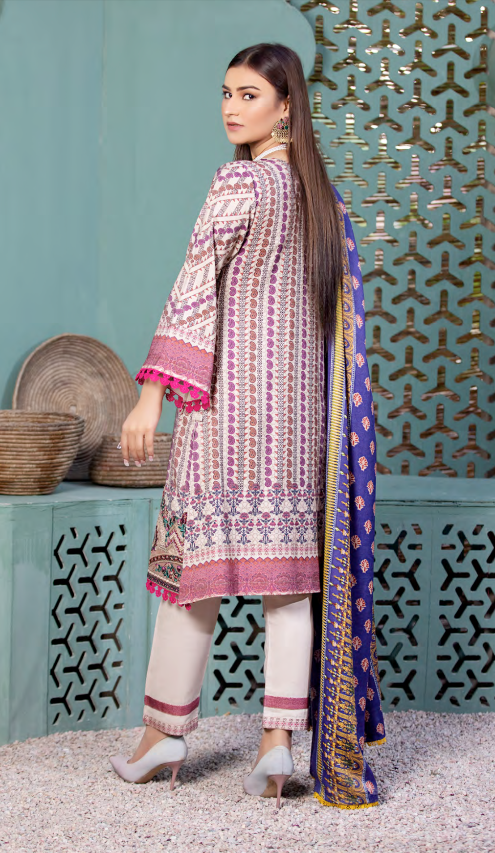 Beige Munira Designer Dhanak Ladies Suit