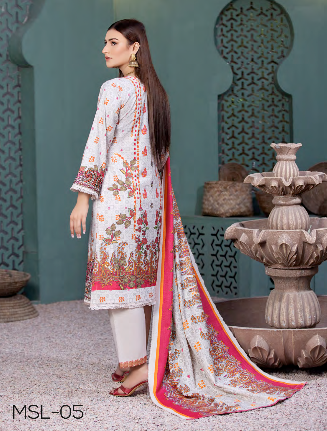 Off White Munira Designer Dhanak Ladies Suit