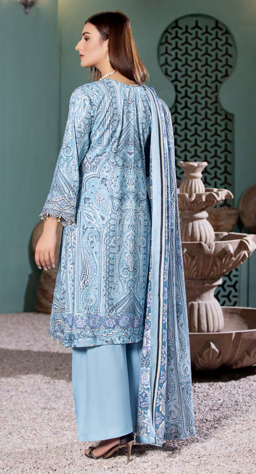 Blue Munira Designer Dhanak Ladies Suit