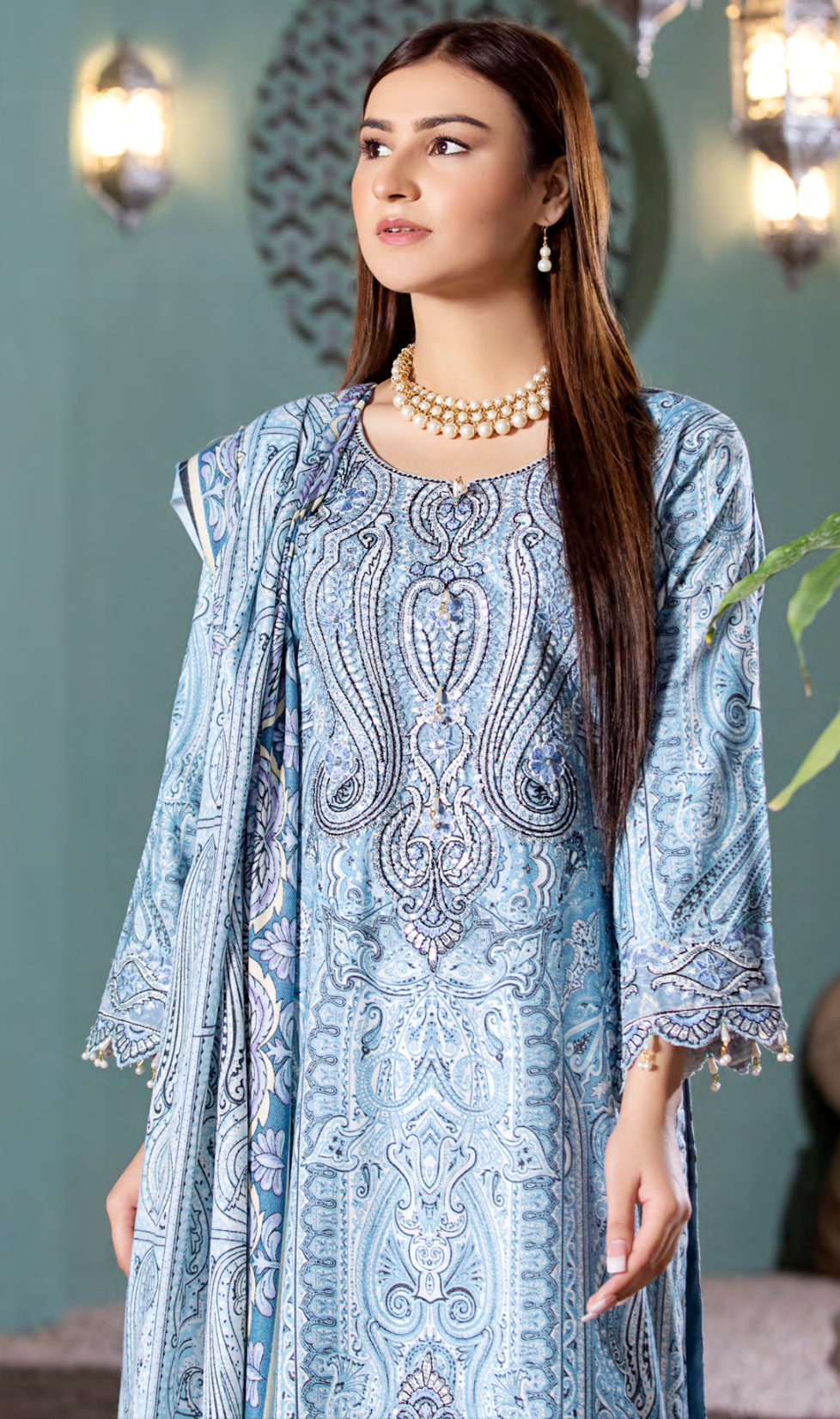 Blue Munira Designer Dhanak Ladies Suit