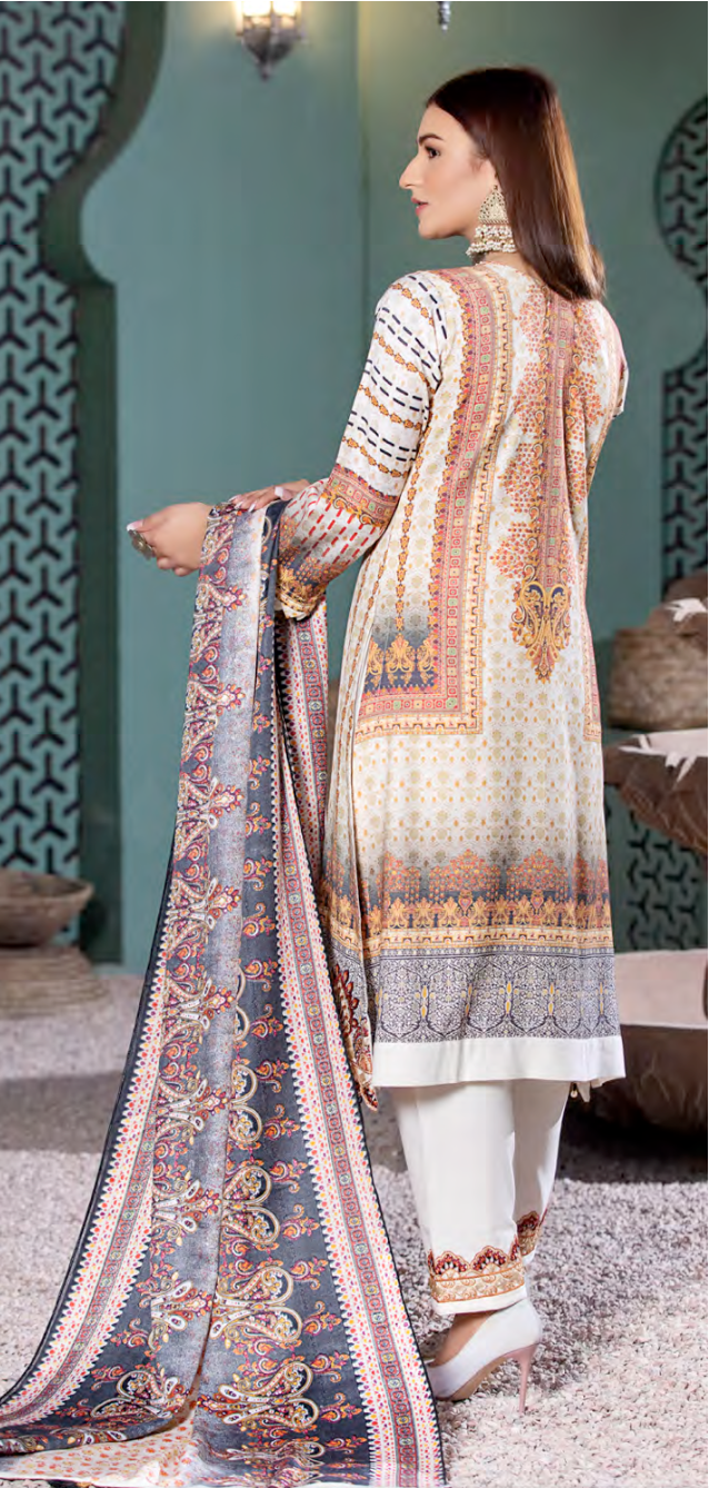 Cream Munira Designer Dhanak Ladies Suit