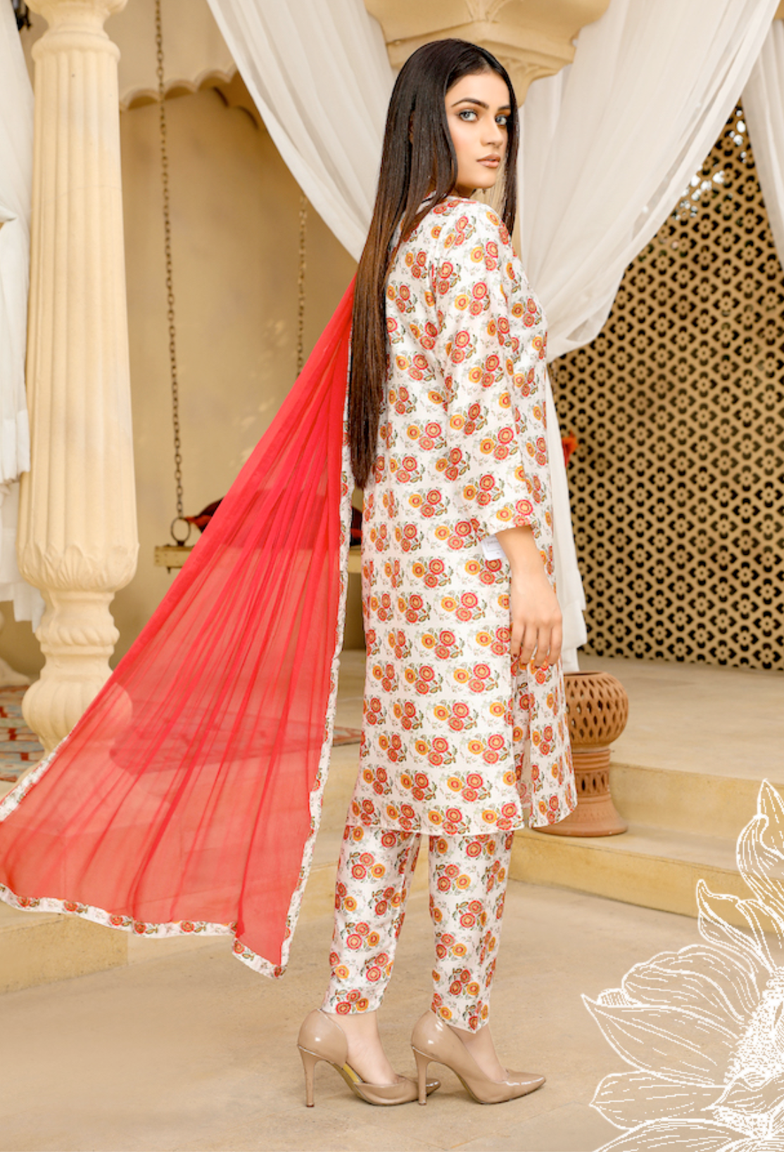 Off White Linen Ladies Suit