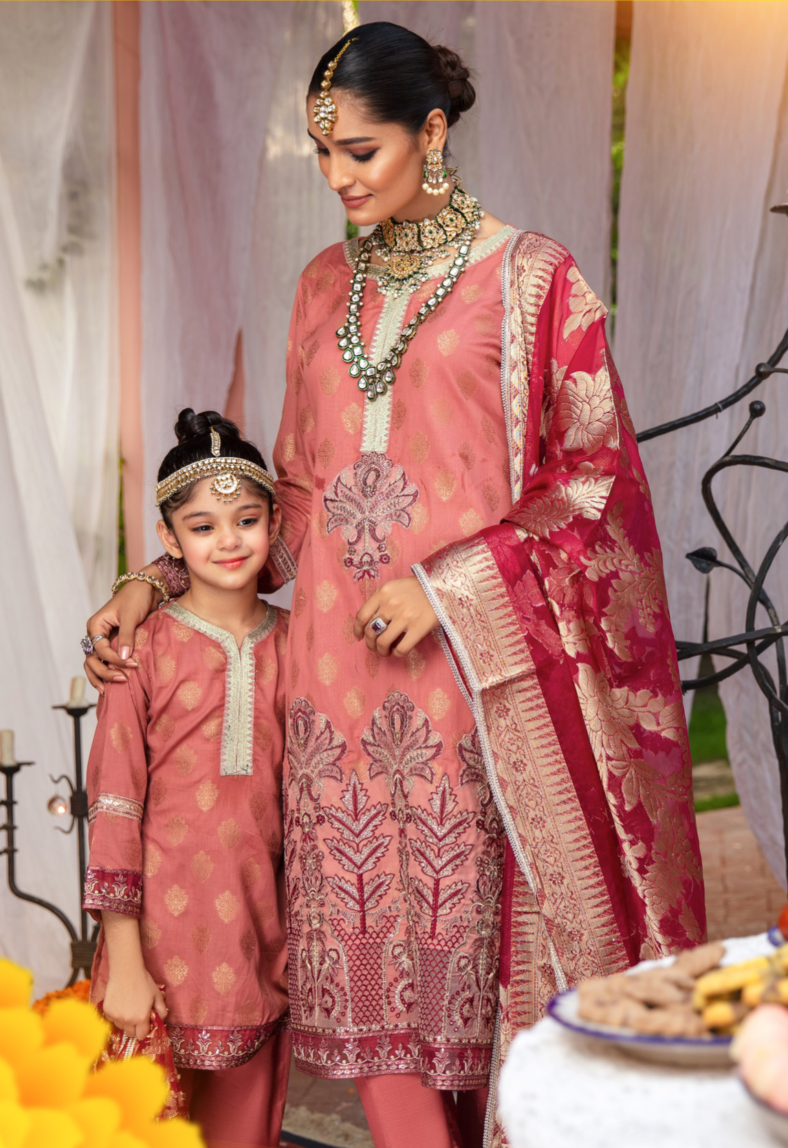 Dusty Peach Pink IVANA Jacquard Ladies Suit