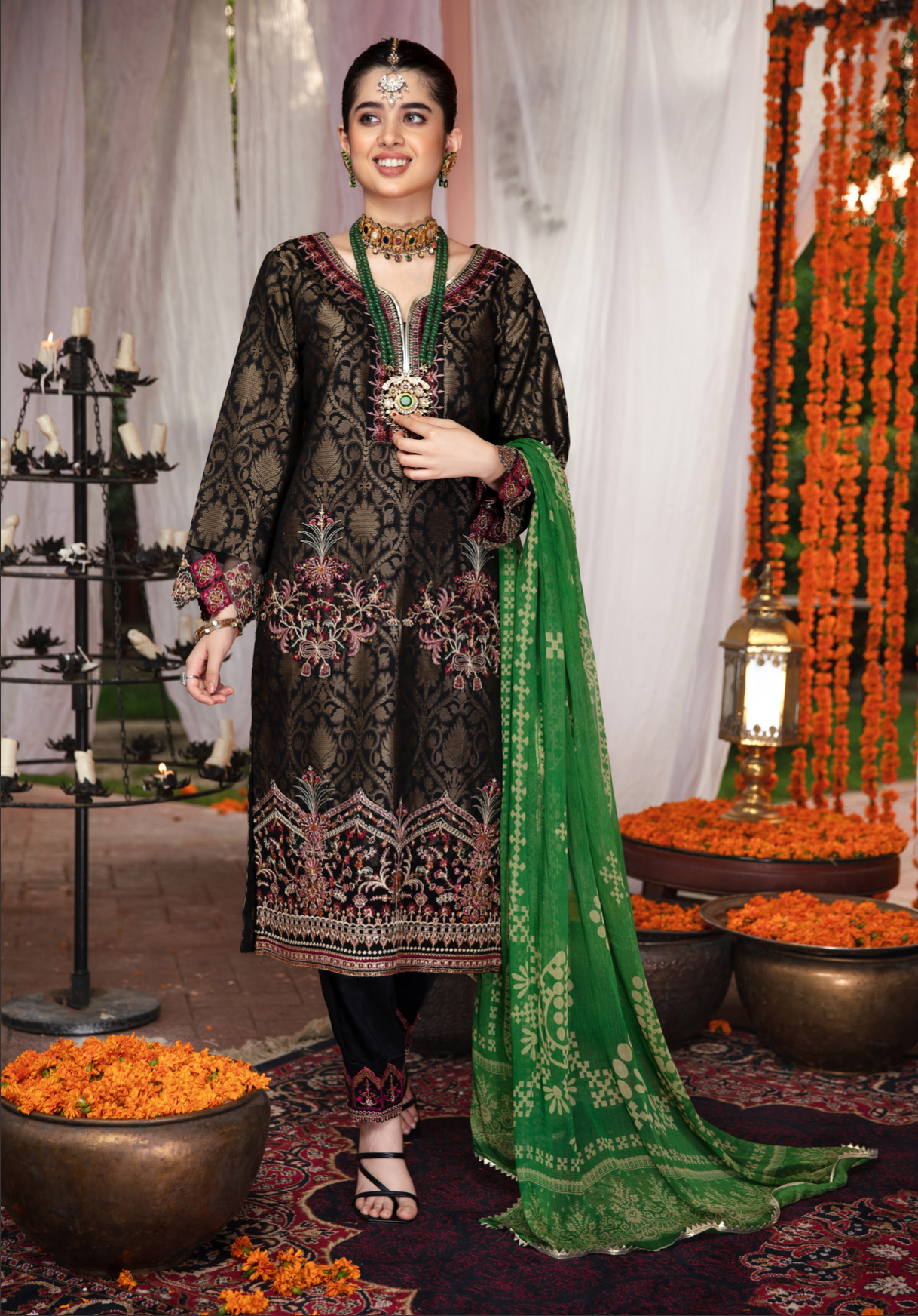 Black IVANA Jacquard Ladies Suit