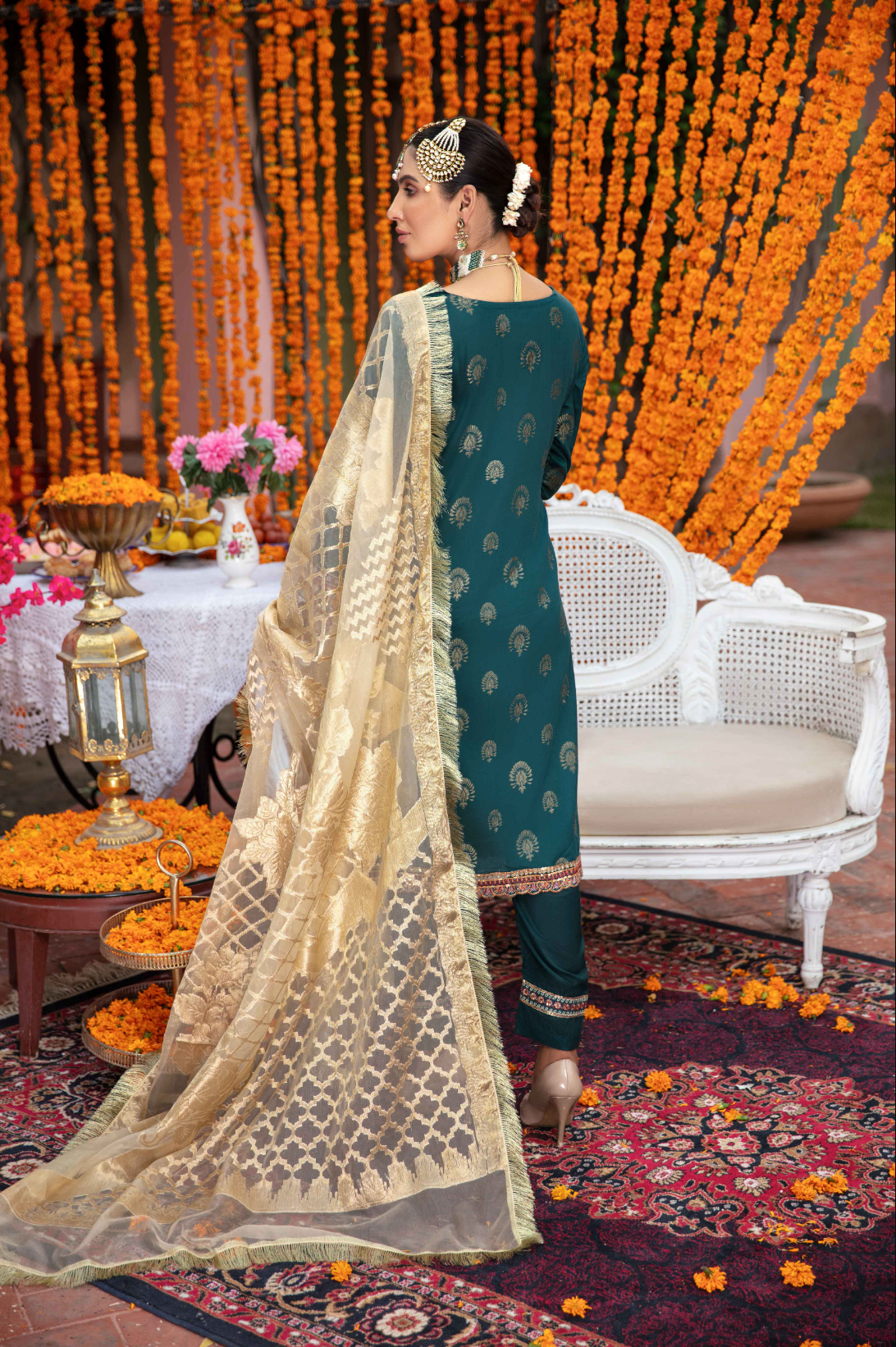 Dark Teal IVANA Jacquard Ladies Suit