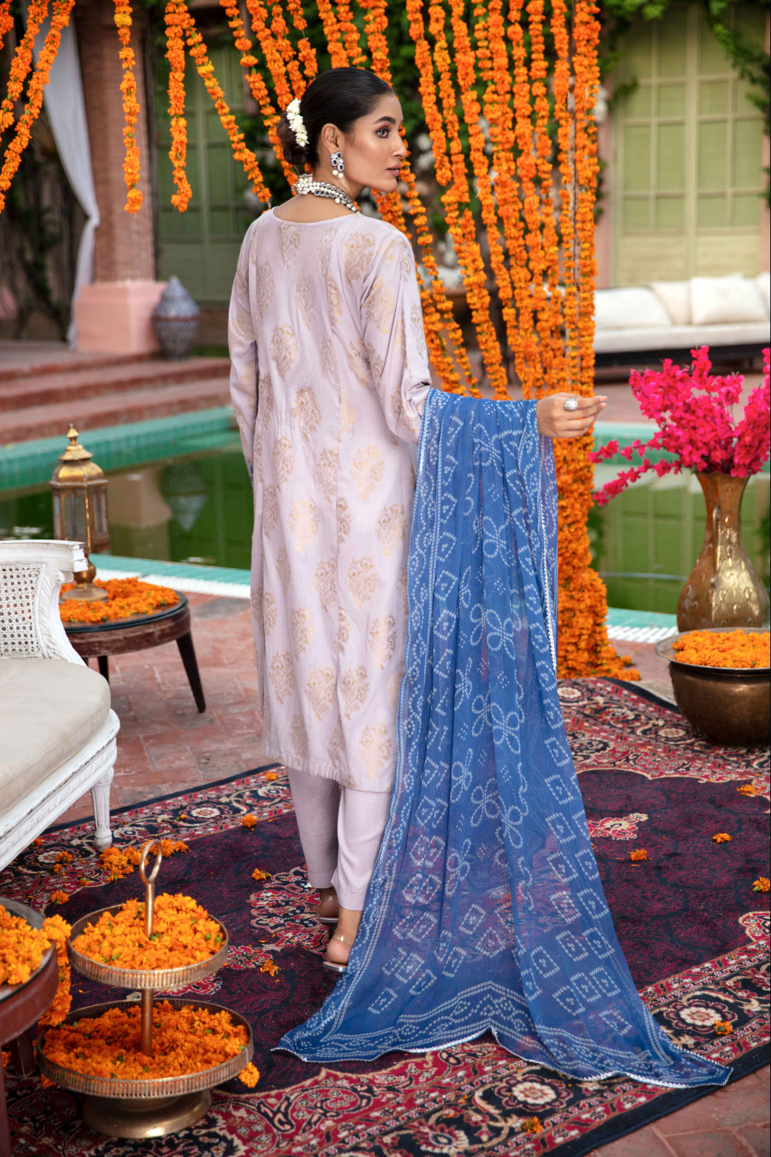 Light Lilac Grey IVANA Jacquard Ladies Suit