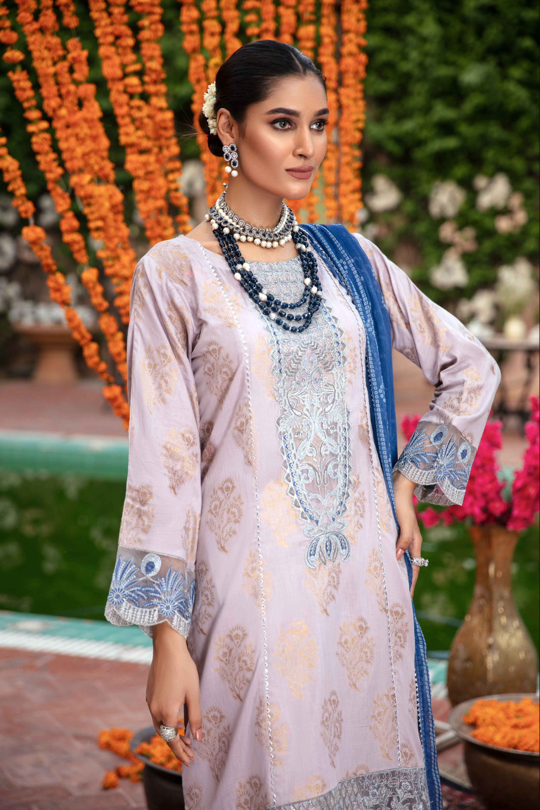 Light Lilac Grey IVANA Jacquard Ladies Suit