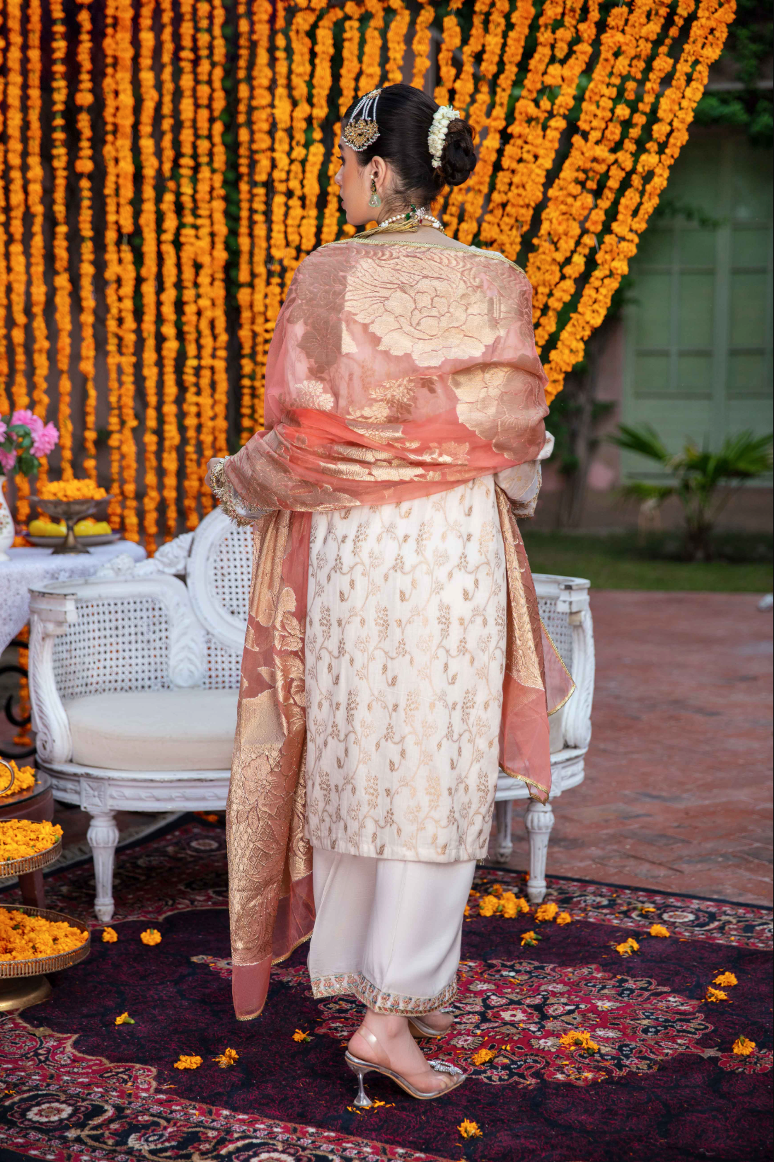 Light Beige Gold IVANA Jacquard Ladies Suit