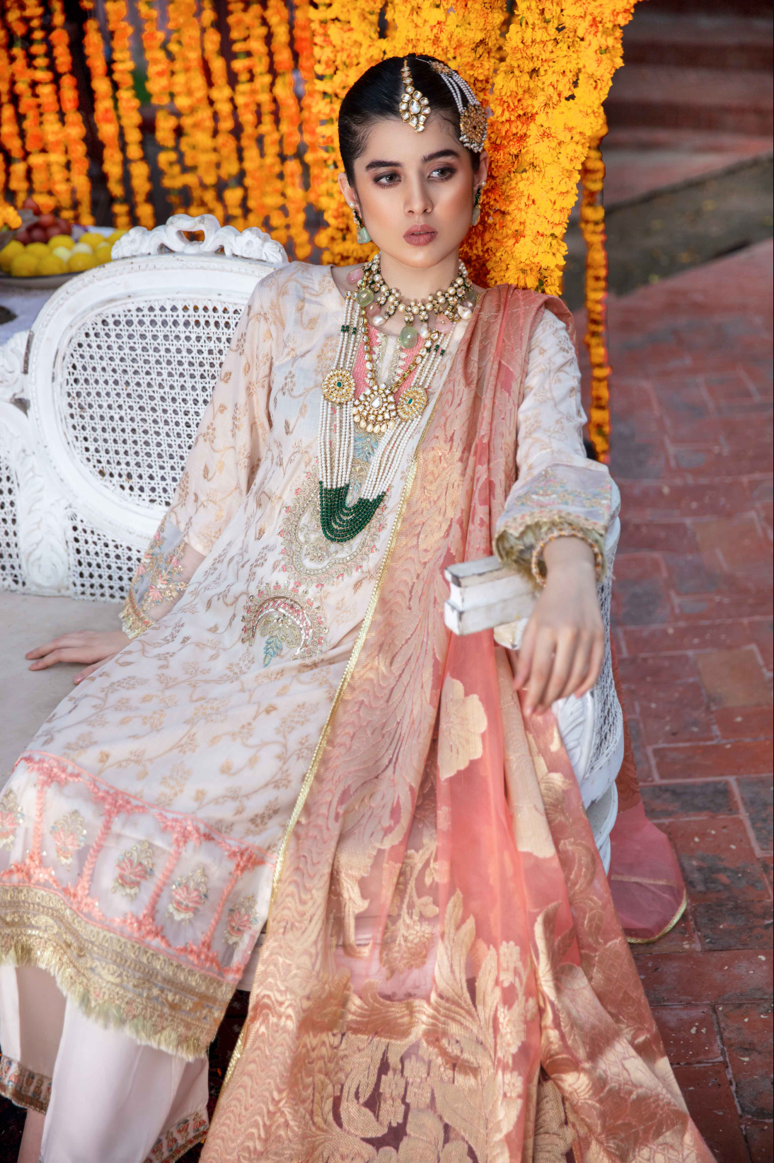 Light Beige Gold IVANA Jacquard Ladies Suit