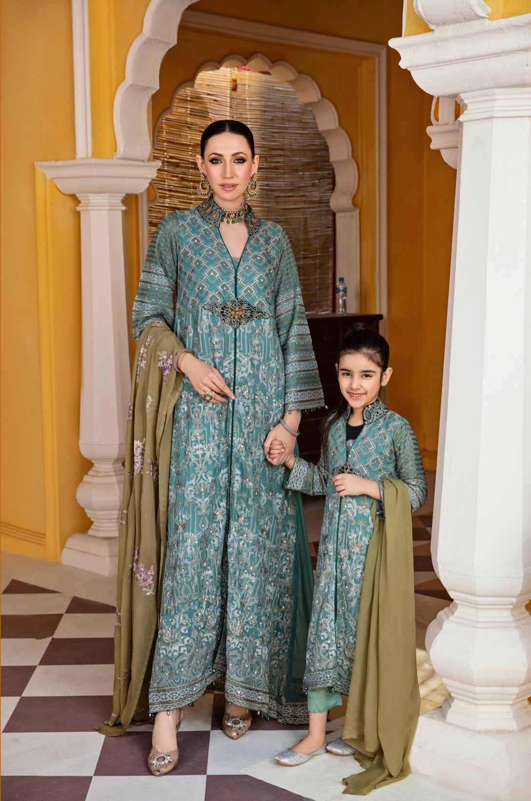 Teal Blue 'Cockatoo' Fareen Chiffon Ladies Suit