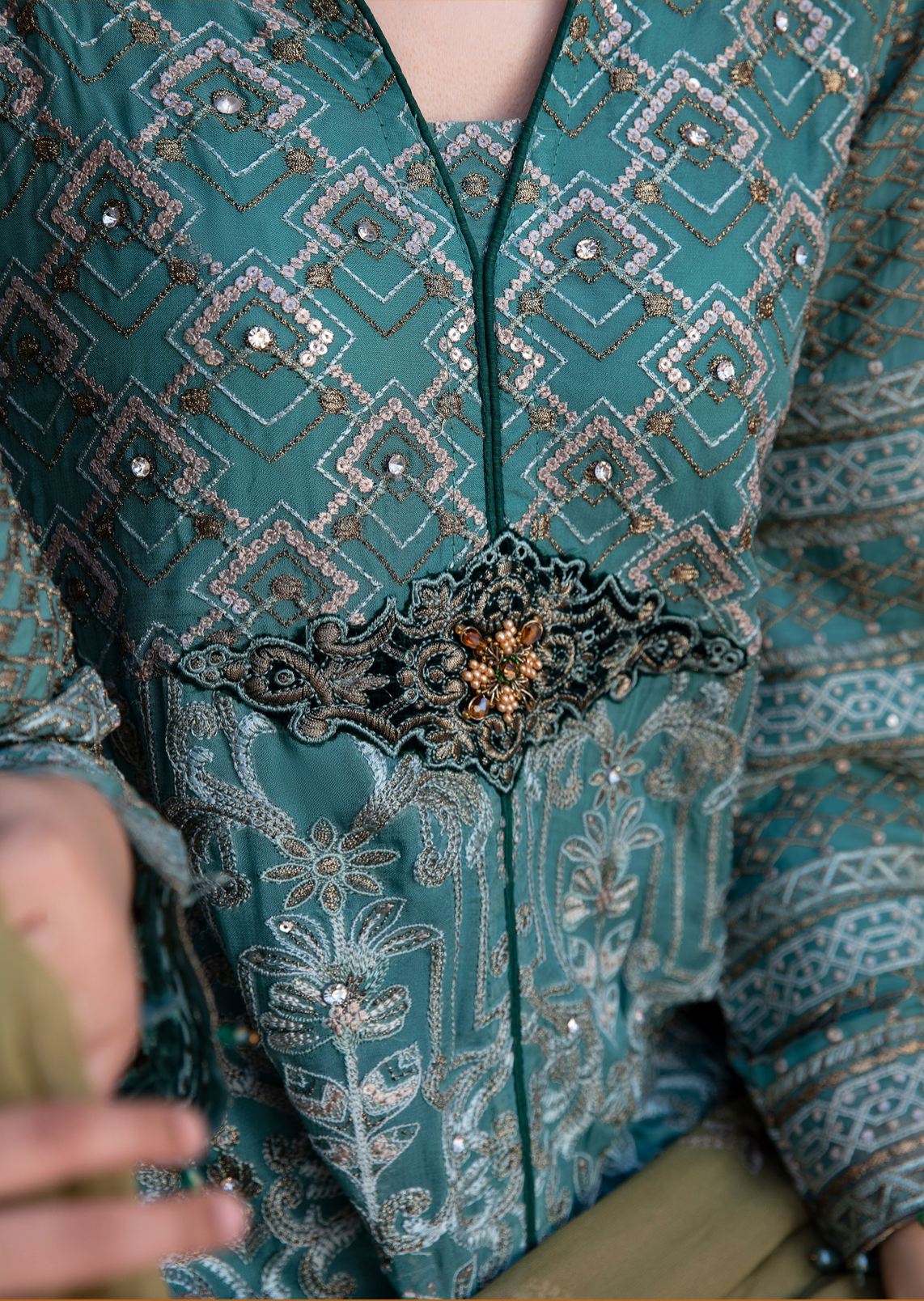 Teal Blue 'Cockatoo' Fareen Chiffon Ladies Suit