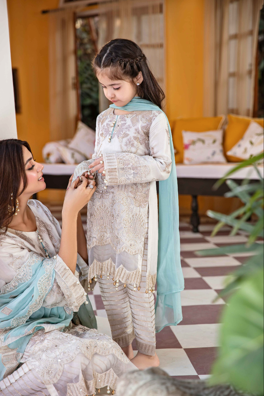 Off White 'Papyrus' Fareen Chiffon Girls Suit
