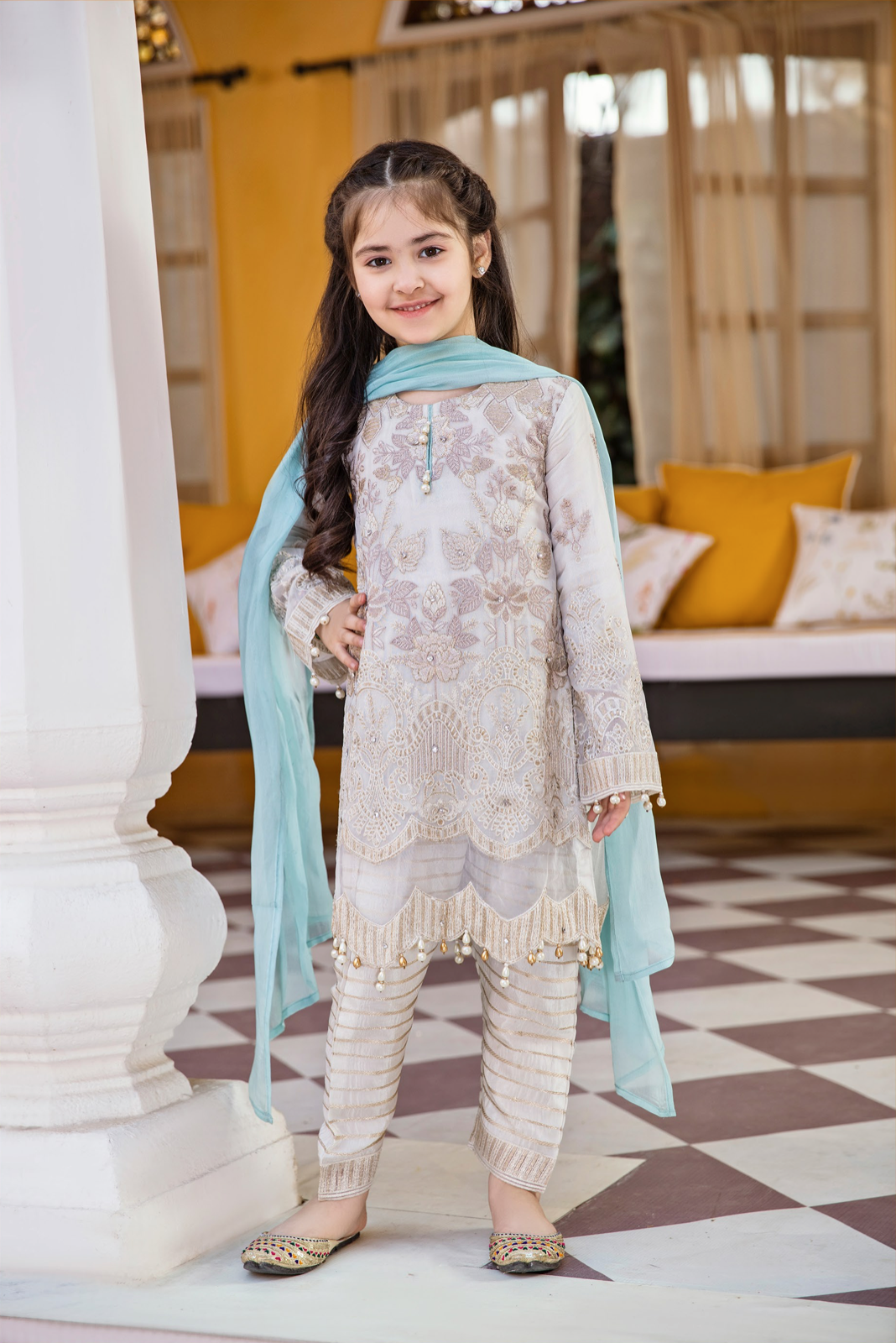 Off White 'Papyrus' Fareen Chiffon Girls Suit