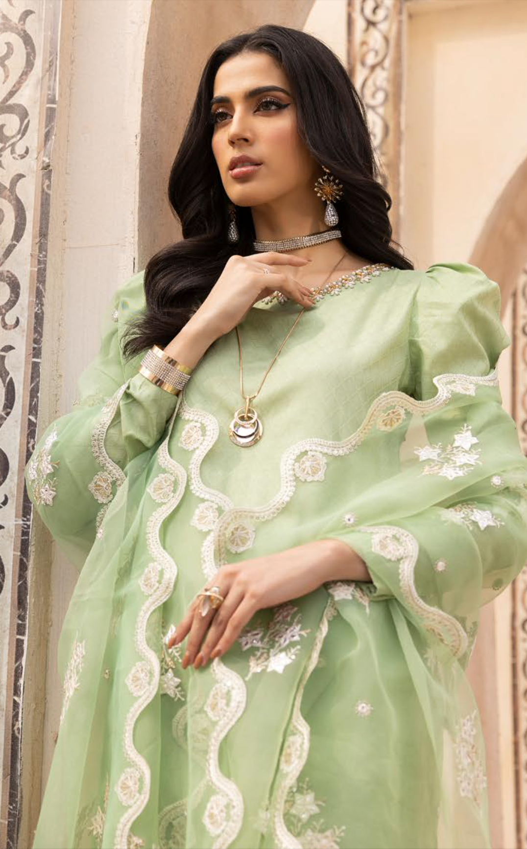 Green Mummy & Me Jacquard Ladies Suit