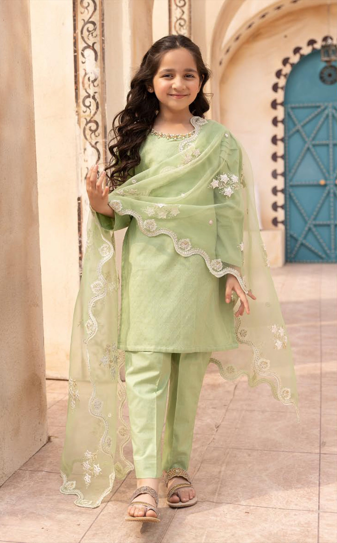 Green Mummy & Me Jacquard Girls Suit