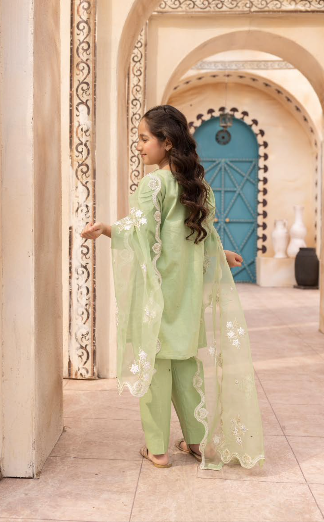 Green Mummy & Me Jacquard Girls Suit
