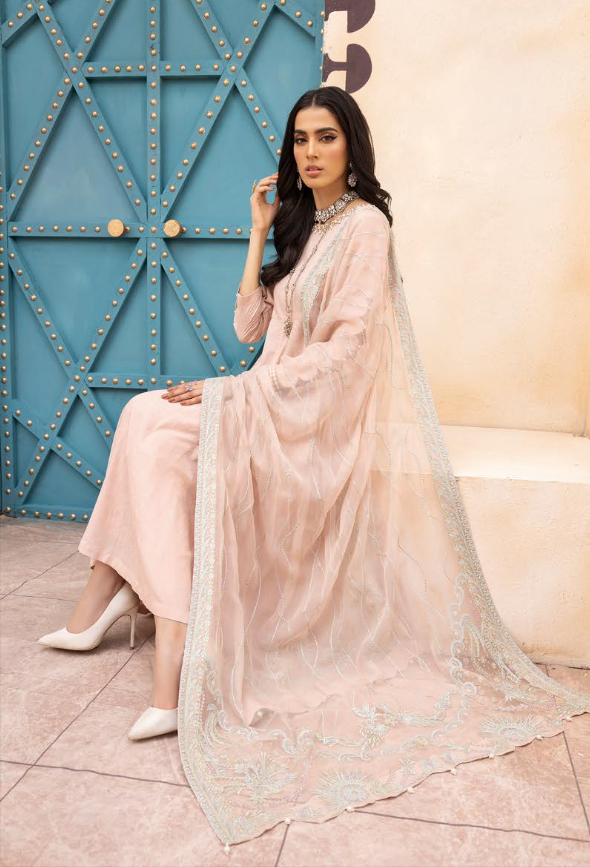 Nude Pink Mummy & Me Jacquard Ladies Suit
