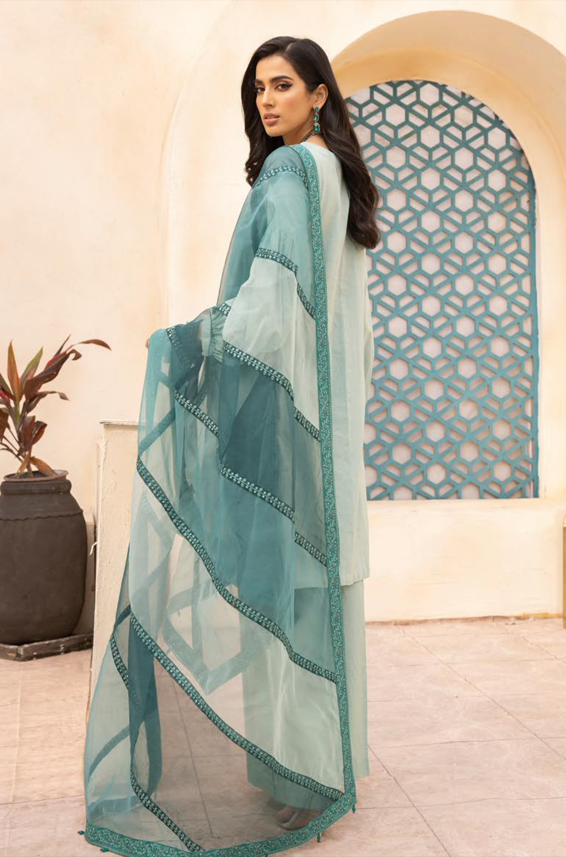 Light Teal Mummy & Me Jacquard Ladies Suit