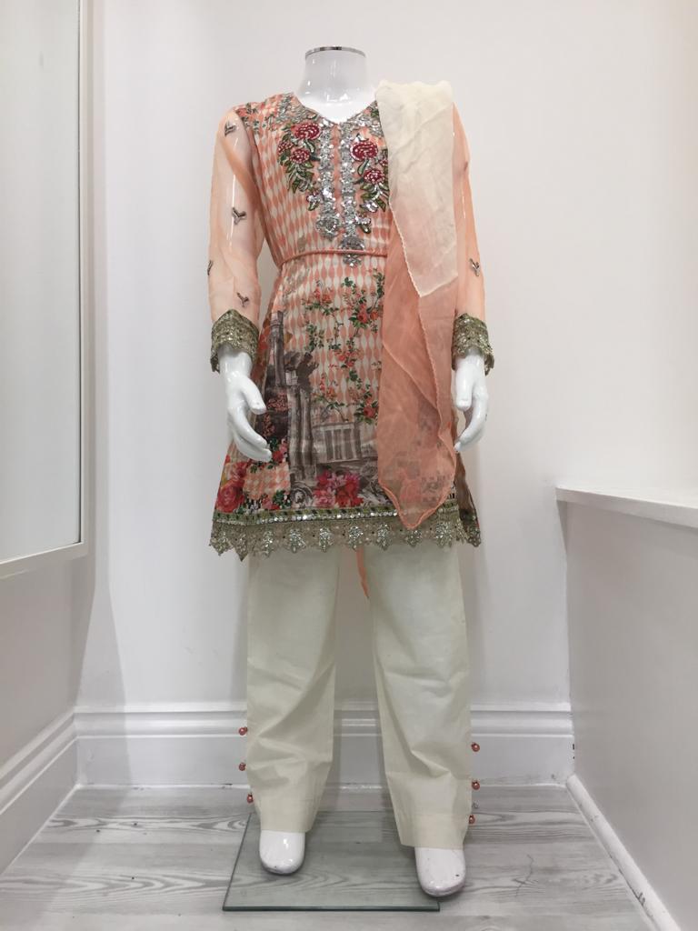 Pink and White Pret Lawn Girls Frock