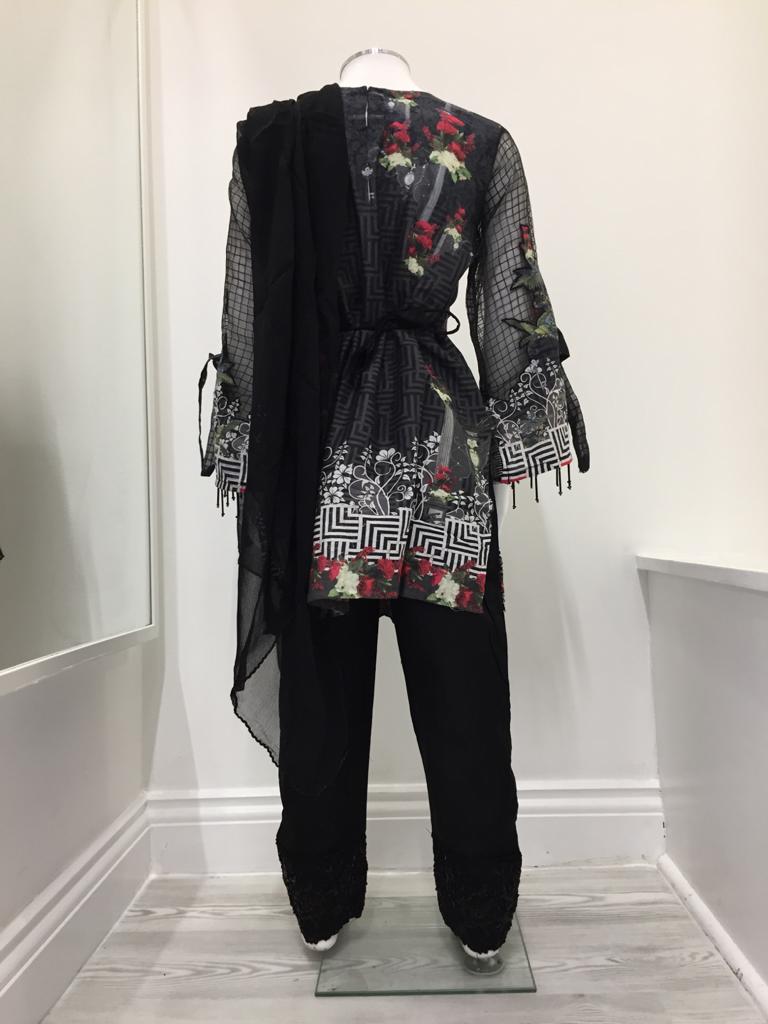 Black and Grey Pret Lawn Girls Suit